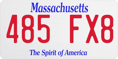 MA license plate 485FX8