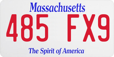MA license plate 485FX9