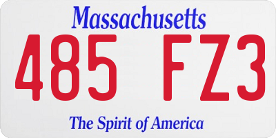 MA license plate 485FZ3