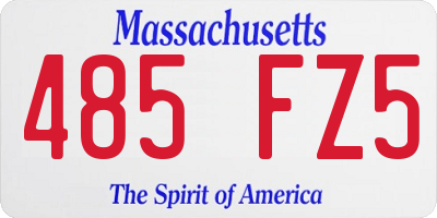 MA license plate 485FZ5