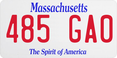 MA license plate 485GA0