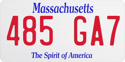 MA license plate 485GA7