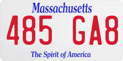 MA license plate 485GA8