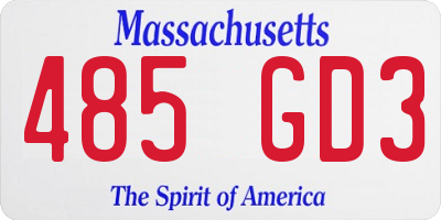 MA license plate 485GD3
