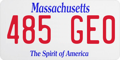 MA license plate 485GE0