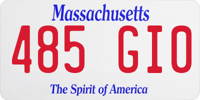 MA license plate 485GI0