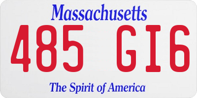 MA license plate 485GI6