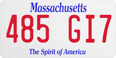 MA license plate 485GI7