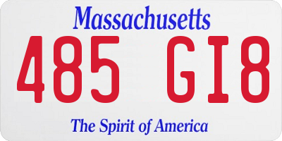 MA license plate 485GI8
