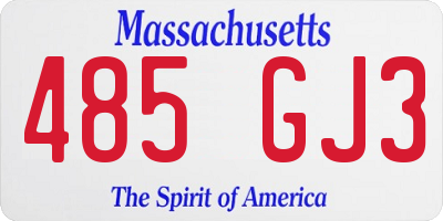 MA license plate 485GJ3
