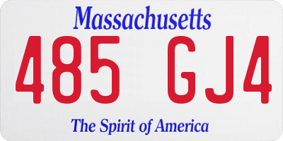 MA license plate 485GJ4