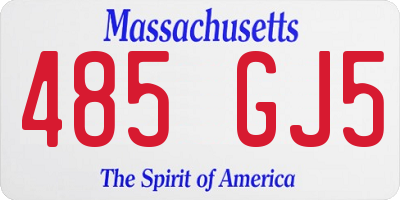MA license plate 485GJ5