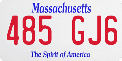 MA license plate 485GJ6