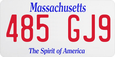 MA license plate 485GJ9