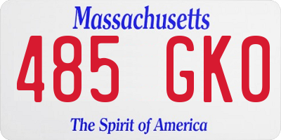 MA license plate 485GK0