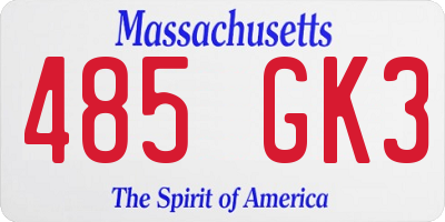 MA license plate 485GK3
