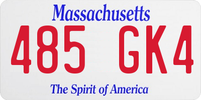 MA license plate 485GK4