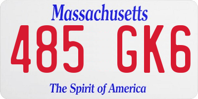 MA license plate 485GK6