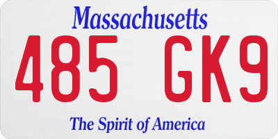 MA license plate 485GK9