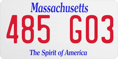 MA license plate 485GO3