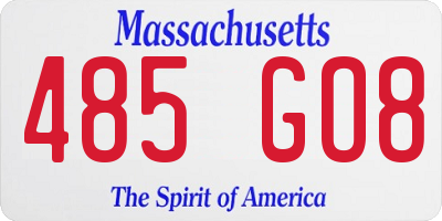 MA license plate 485GO8