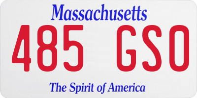 MA license plate 485GS0
