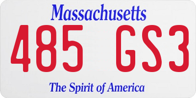 MA license plate 485GS3