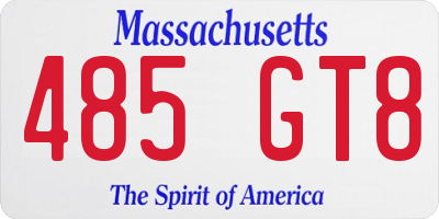 MA license plate 485GT8