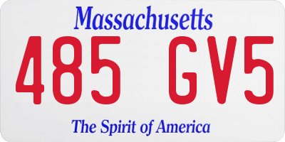 MA license plate 485GV5