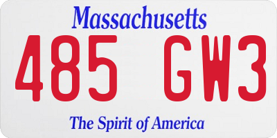 MA license plate 485GW3