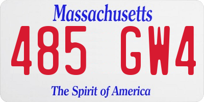MA license plate 485GW4