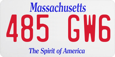 MA license plate 485GW6