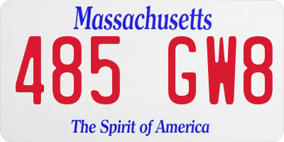 MA license plate 485GW8