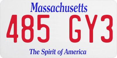 MA license plate 485GY3