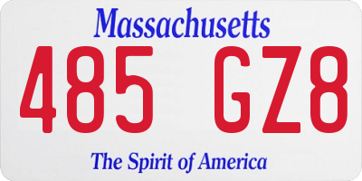 MA license plate 485GZ8
