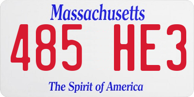 MA license plate 485HE3