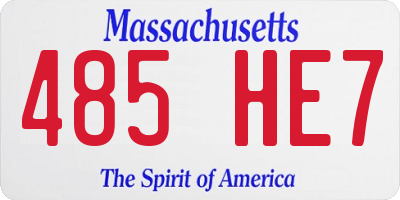 MA license plate 485HE7