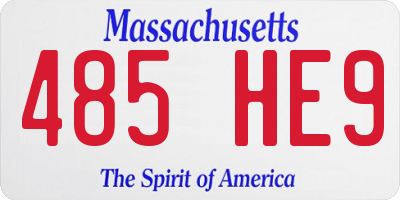 MA license plate 485HE9