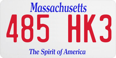 MA license plate 485HK3