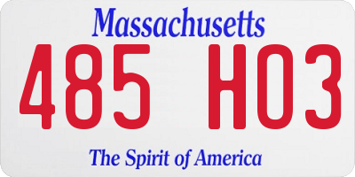 MA license plate 485HO3