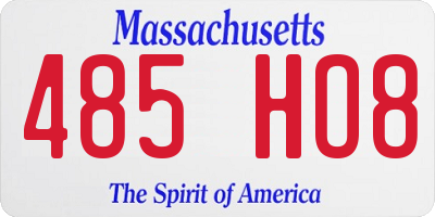 MA license plate 485HO8