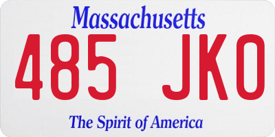 MA license plate 485JK0