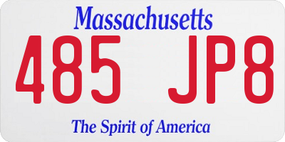 MA license plate 485JP8