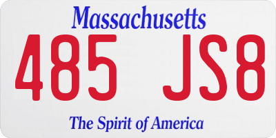 MA license plate 485JS8