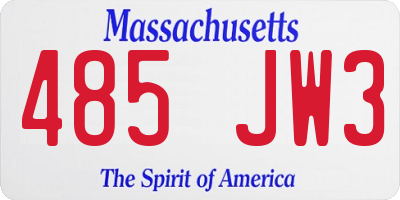 MA license plate 485JW3