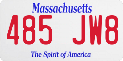 MA license plate 485JW8