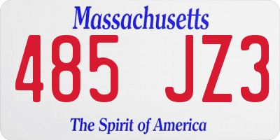 MA license plate 485JZ3