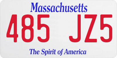 MA license plate 485JZ5