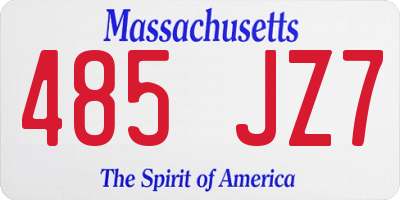 MA license plate 485JZ7