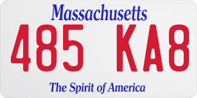 MA license plate 485KA8